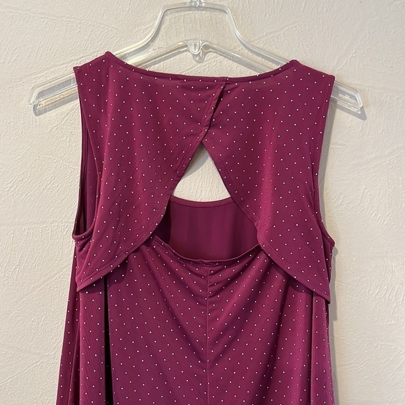 Rock & Republic swing tank top open back burgundy  gold raised dots size Small - Picture 6 of 11